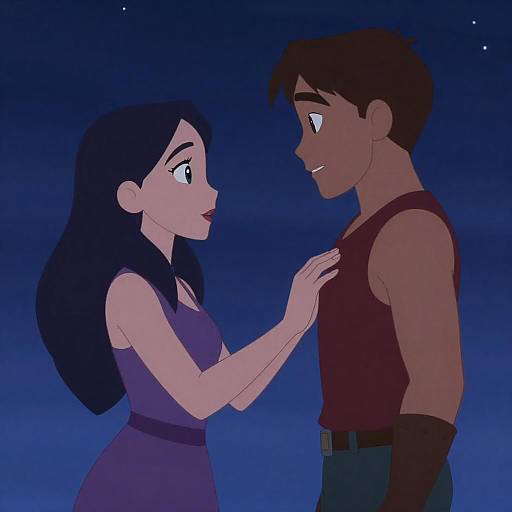 Magical Night Encounter of Two Figures