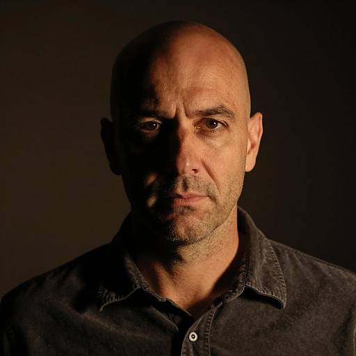 Half-Lit Portrait of Bald Middle-Aged Man