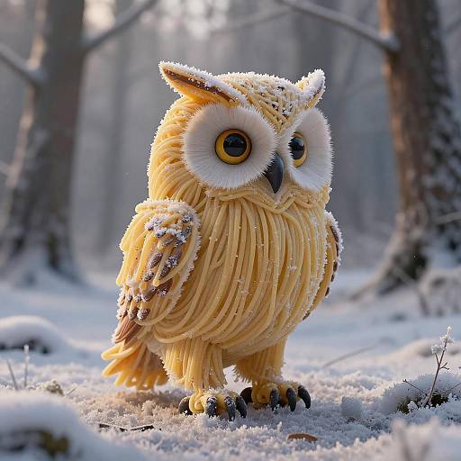 Spaghetti Owl in a Mystical Forest