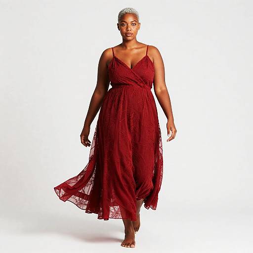 Confident Curvy Woman in Red Dress