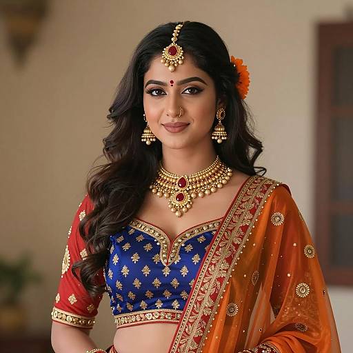 Asian Woman in Traditional Indian Attire