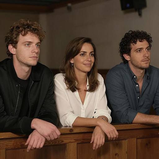 Three Friends Relaxing by the Railing