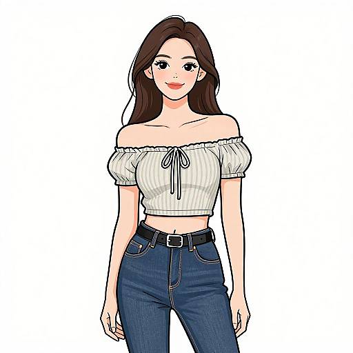 Smiling Woman in Casual Striped Top