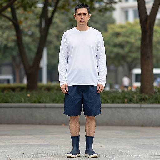 Man in UV Shirt Relaxing Outdoors