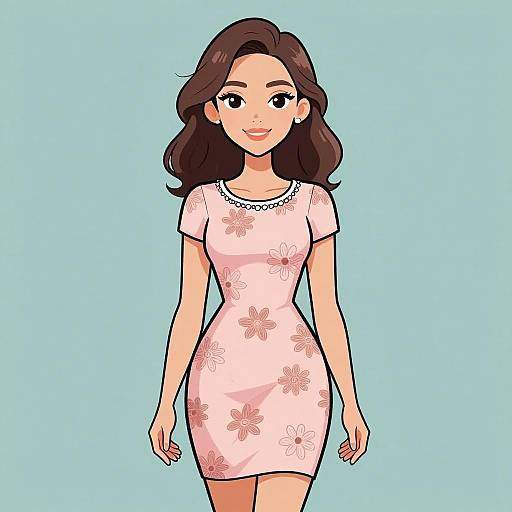 Smiling Woman in Floral Mini Dress