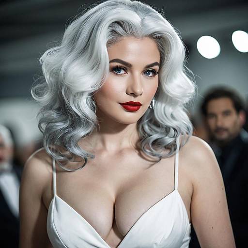 Glamorous Woman with Cruella-Inspired White Hair
