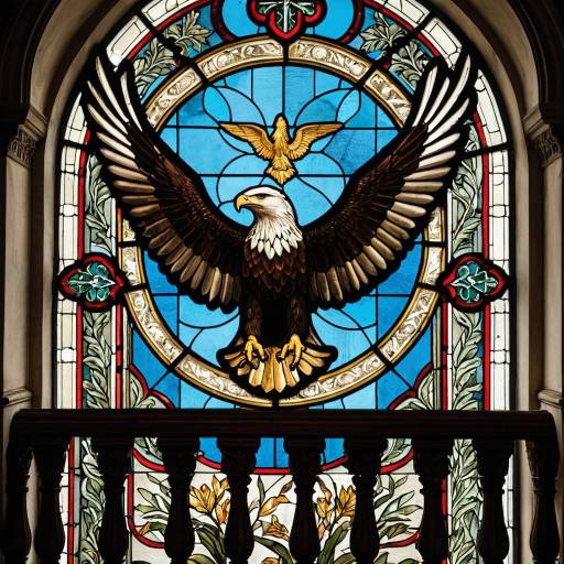 Eagle Stained Glass with Antique Motifs