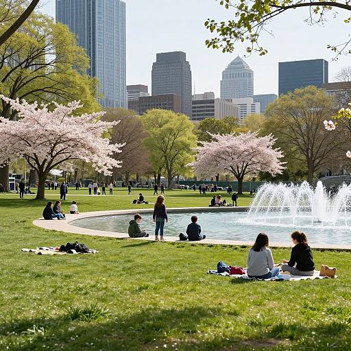 Springtime Urban Park Scene