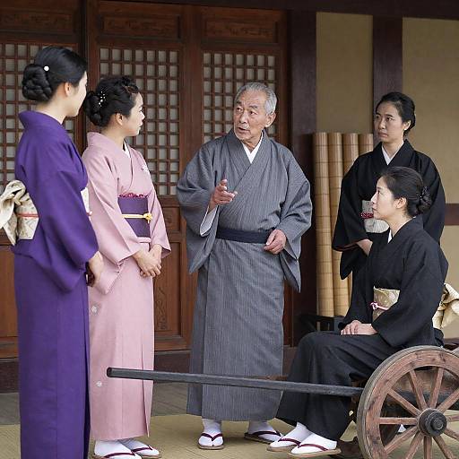 Traditional Asian Interior with Elegant Figures