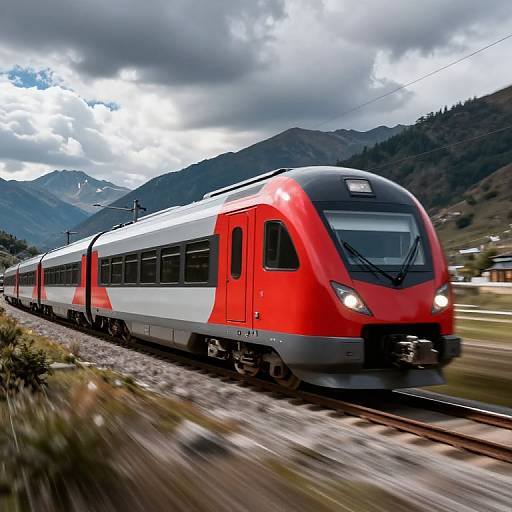 Sleek Modern Train in Mountains