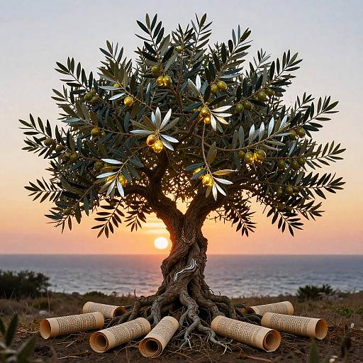 Mystical Olive Tree with Ancient Roots