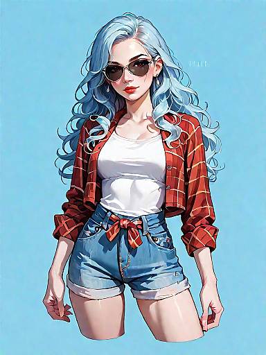 Stylish woman in casual summer outfit