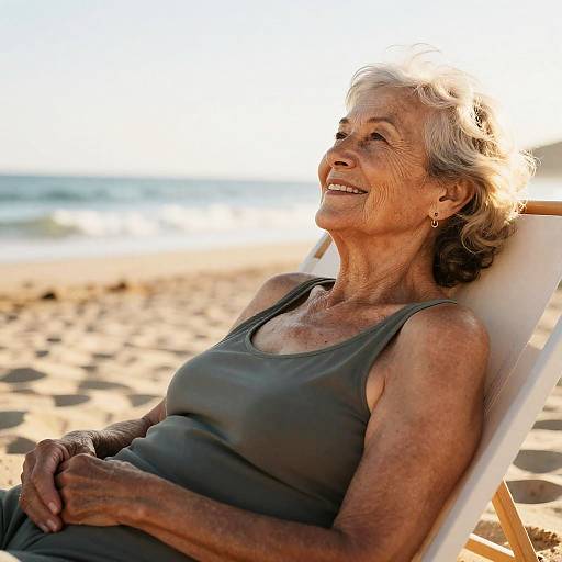 Golden-Hour Joyful Elderly Beach Portrait