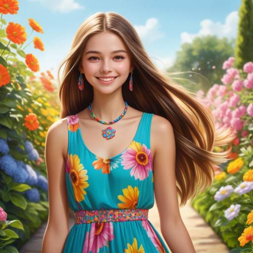 Hopeful Teenage Girl in Flower Garden