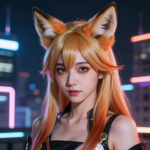 Cyber-Fantasy Kitsune Female Portrait