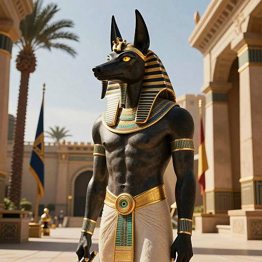 Anubis Statue in Ancient Egyptian Palace
