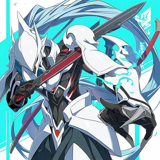 Illustration of Hakumen, blazblue in the style of Suzutsuki kurara