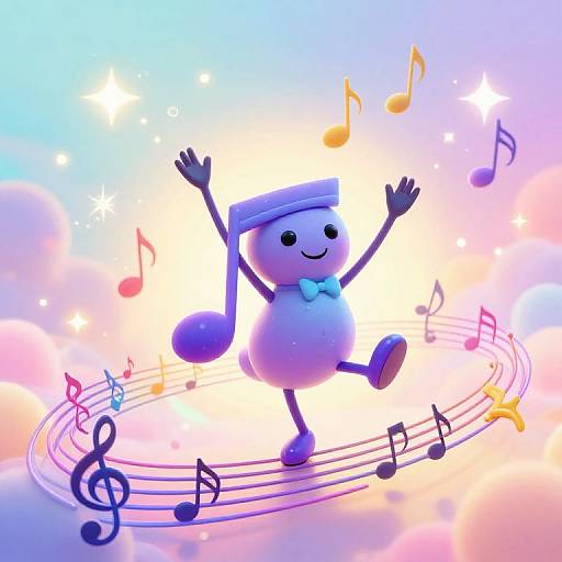 Whimsical Dancing Music Note Illustration