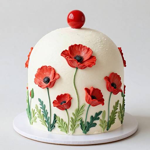 Hand-Illustrated Oriental Poppy Cake Dome
