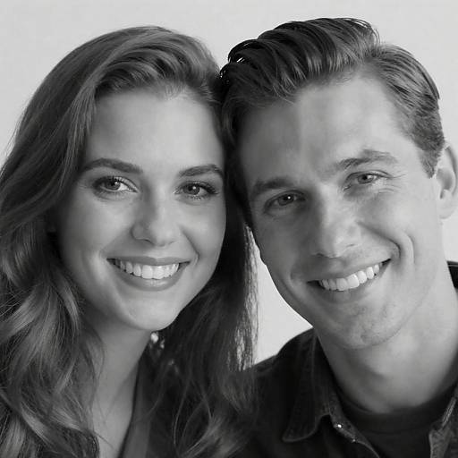 Joyful Couple in Black-and-White Photo