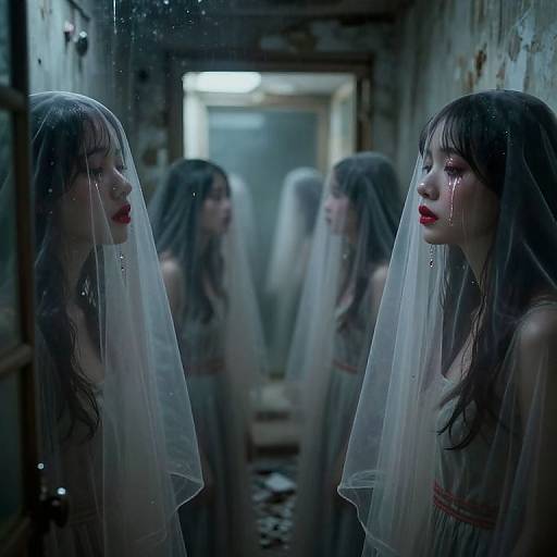 Ethereal Veiled Figures in Decay