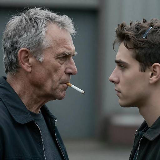 Intense Portrait of Two Men in Contrast