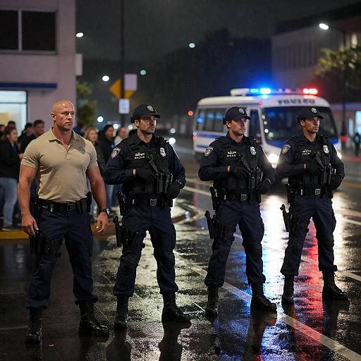 Rainy Night Urban Tactical Team Scene