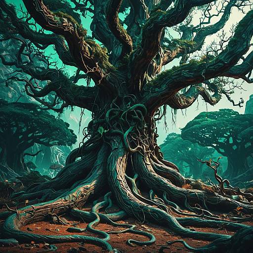 Cinematic Ancient Tree with Serpentine Roots