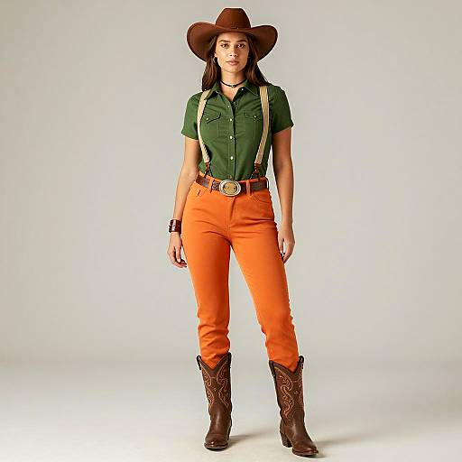 Stylish Adult Cowgirl Full Body Portrait