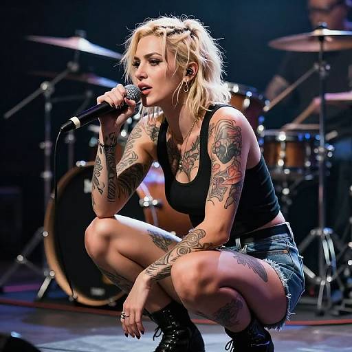 Tattooed Female Singer on Stage