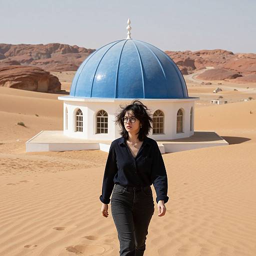 Blue-Dome Desert Sanctuary with Wanderer