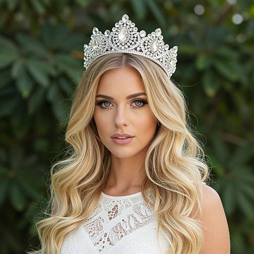 Blonde Woman with Crystal Mermaid Crown