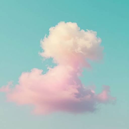 Whimsical Pastel Clouds in Turquoise Sky