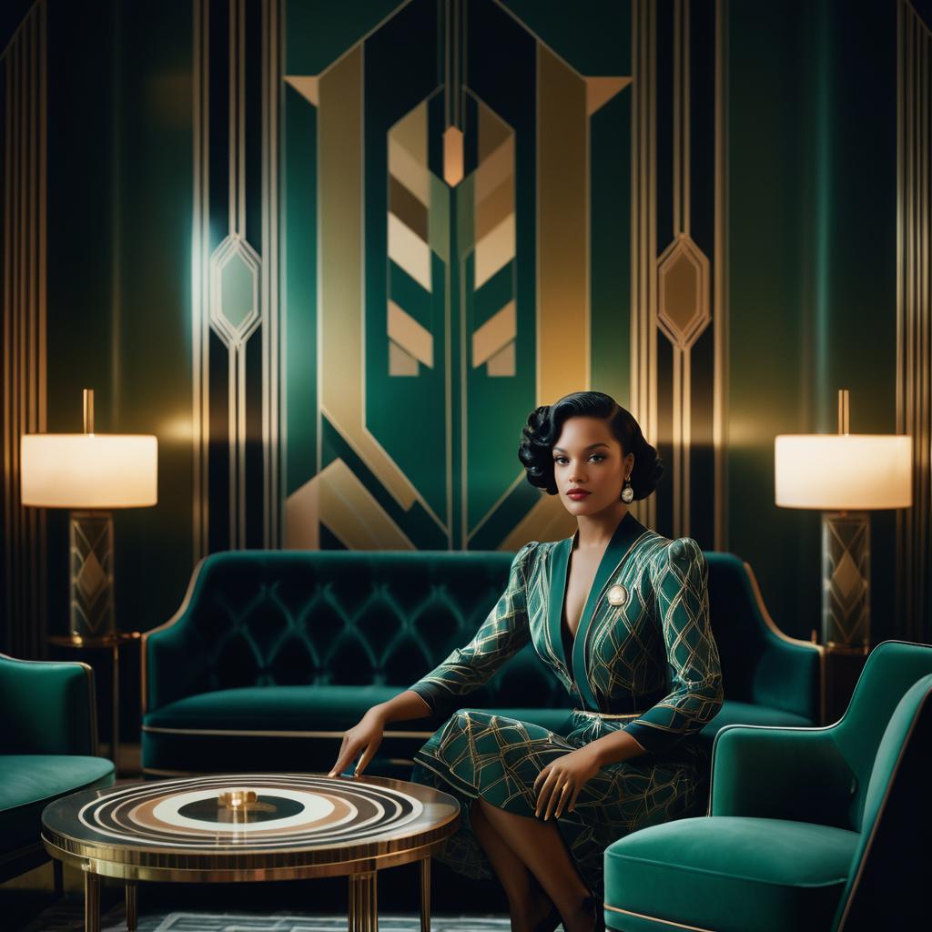 Elegant Art Deco Living Room Portrait