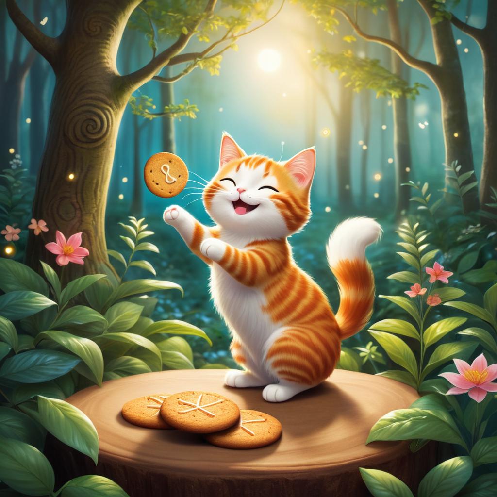 Whimsical Cat in a Magical Forest