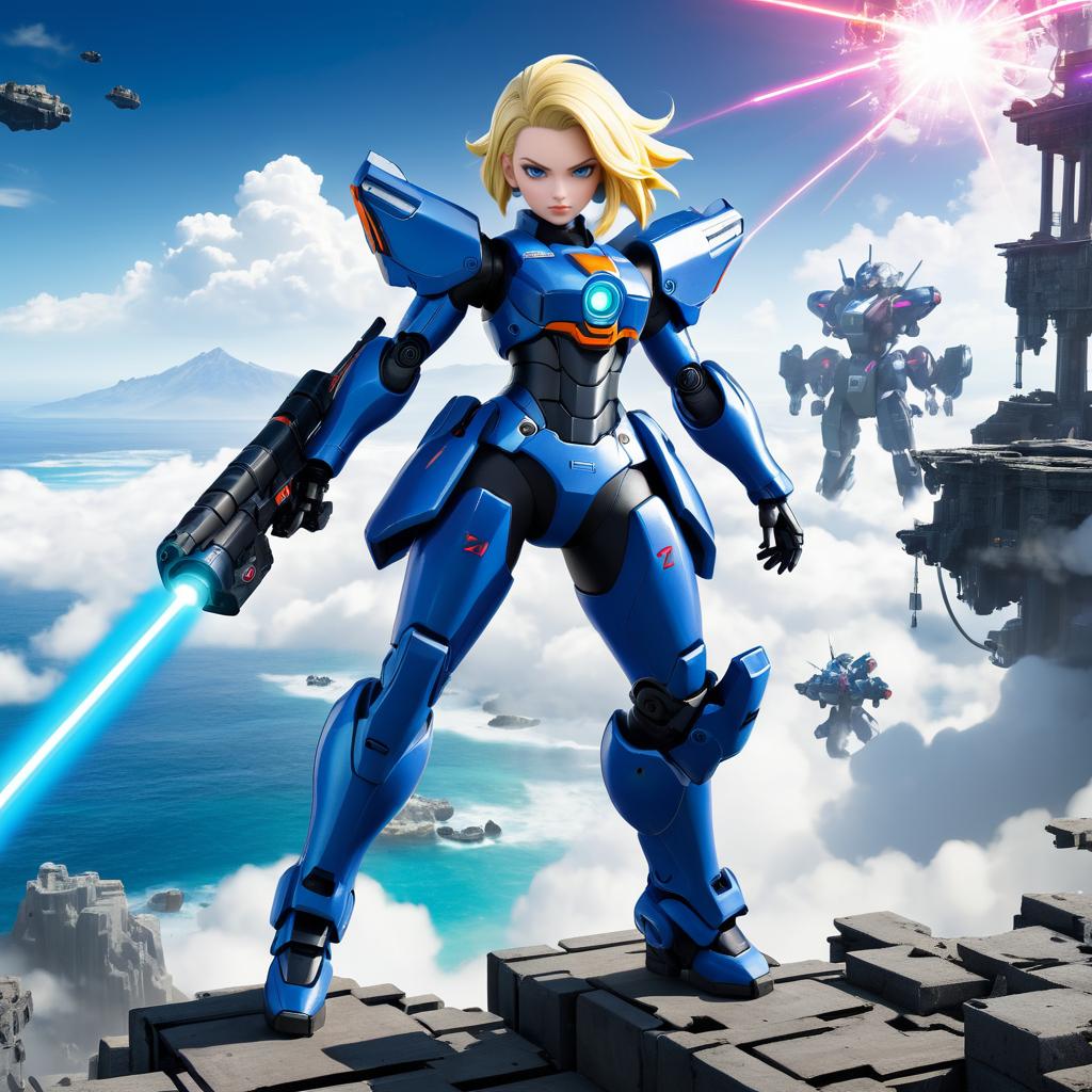 Futuristic Mecha Android 18 in Action