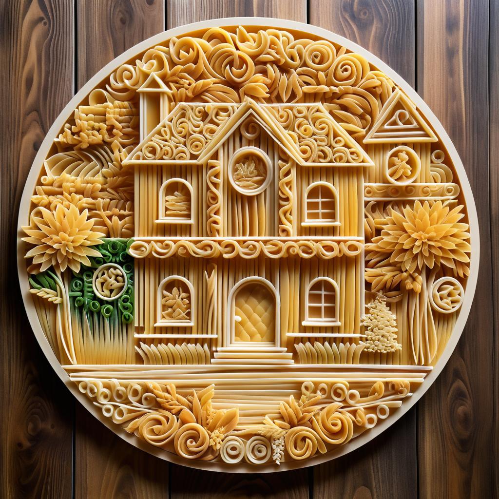 Abstract Pasta House Art on Wood