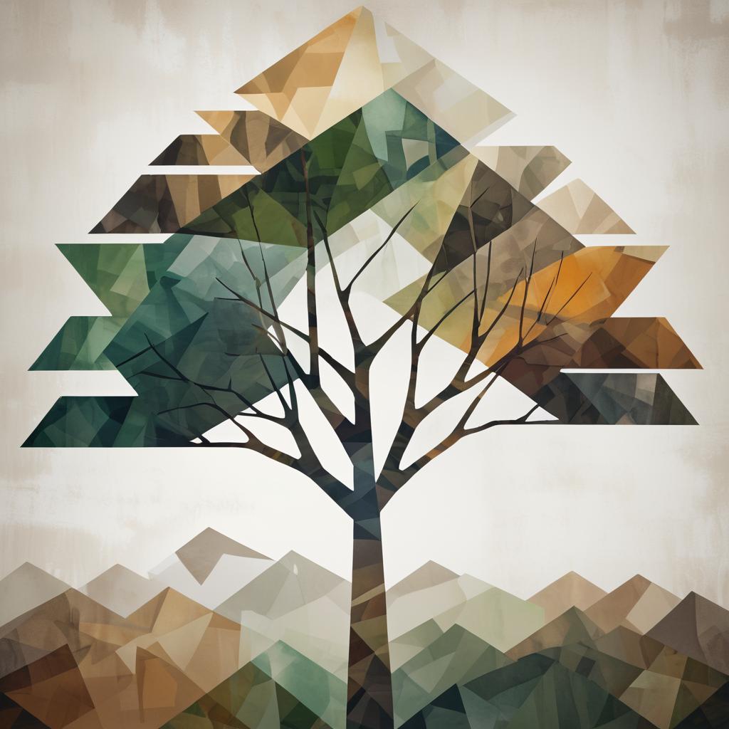 Cubist Tree Decal in Earthy Tones