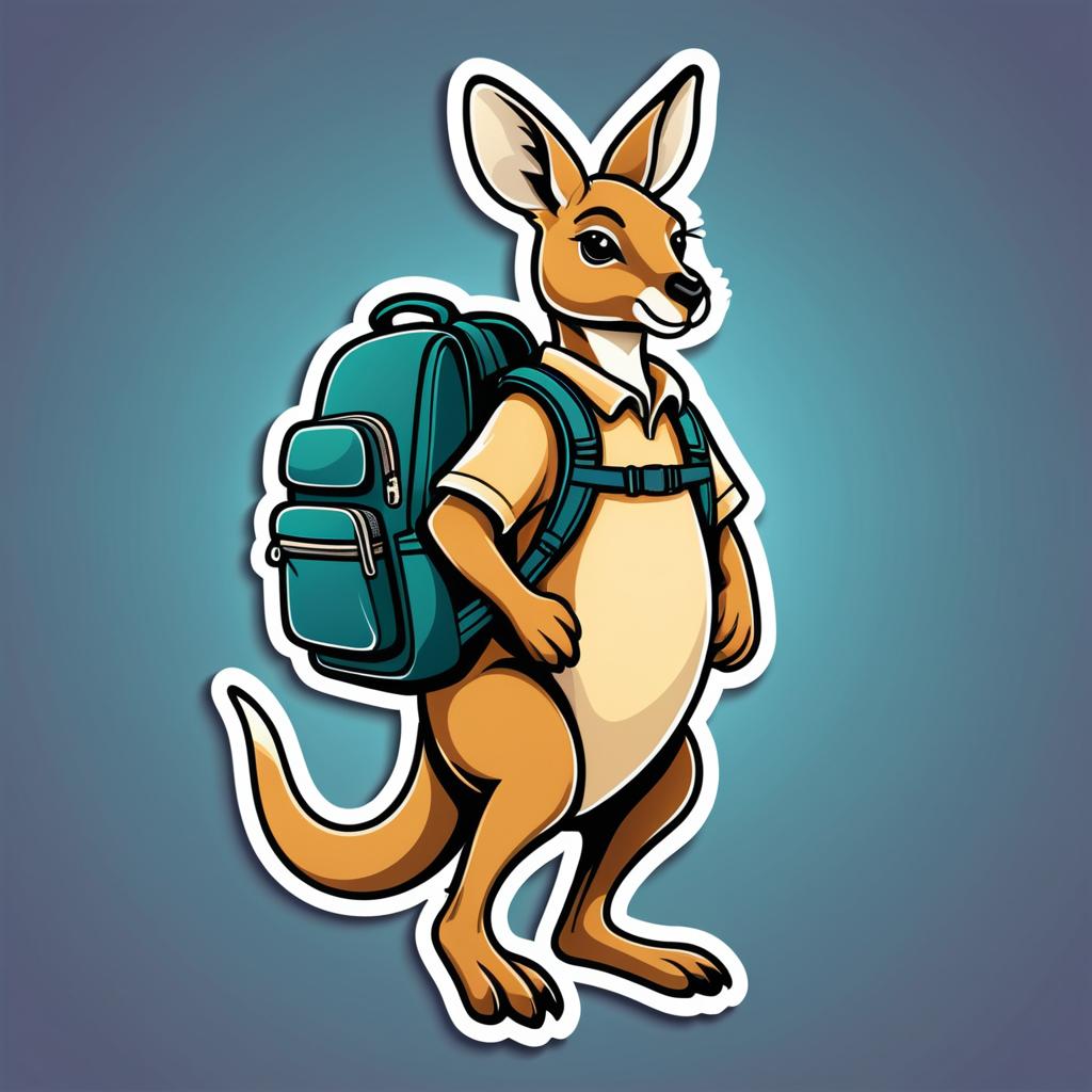 Adventurous Kangaroo with Backpack Sticker