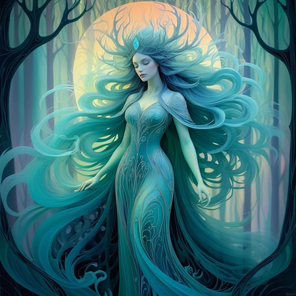 Ethereal Forest Spirit in Pastel Art