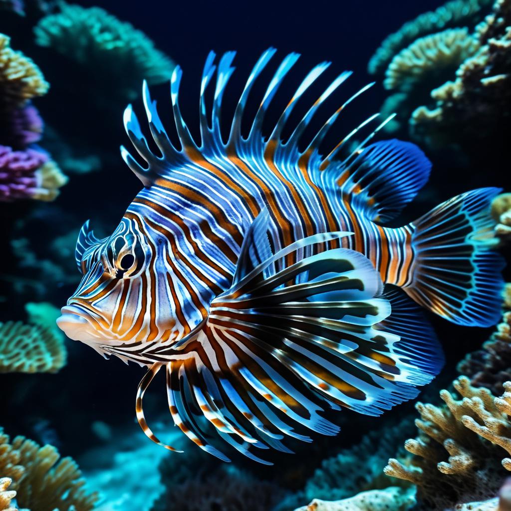 Ultra-Realistic Lionfish in Ocean Depths