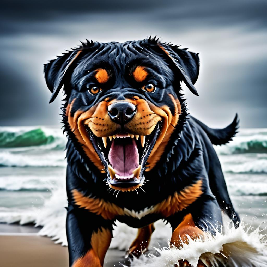 Intense Close-Up of Angry Rottweiler