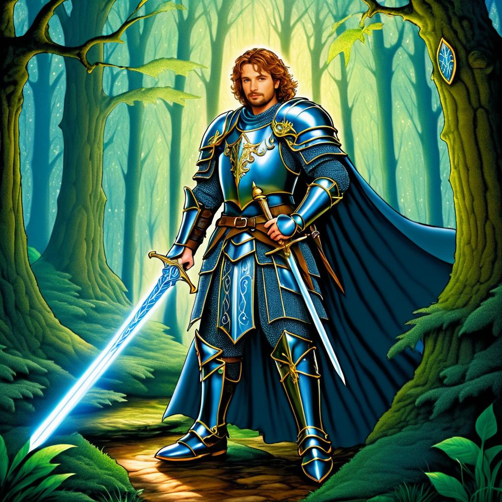 Knight in Shining Armor in Enchanted Forest