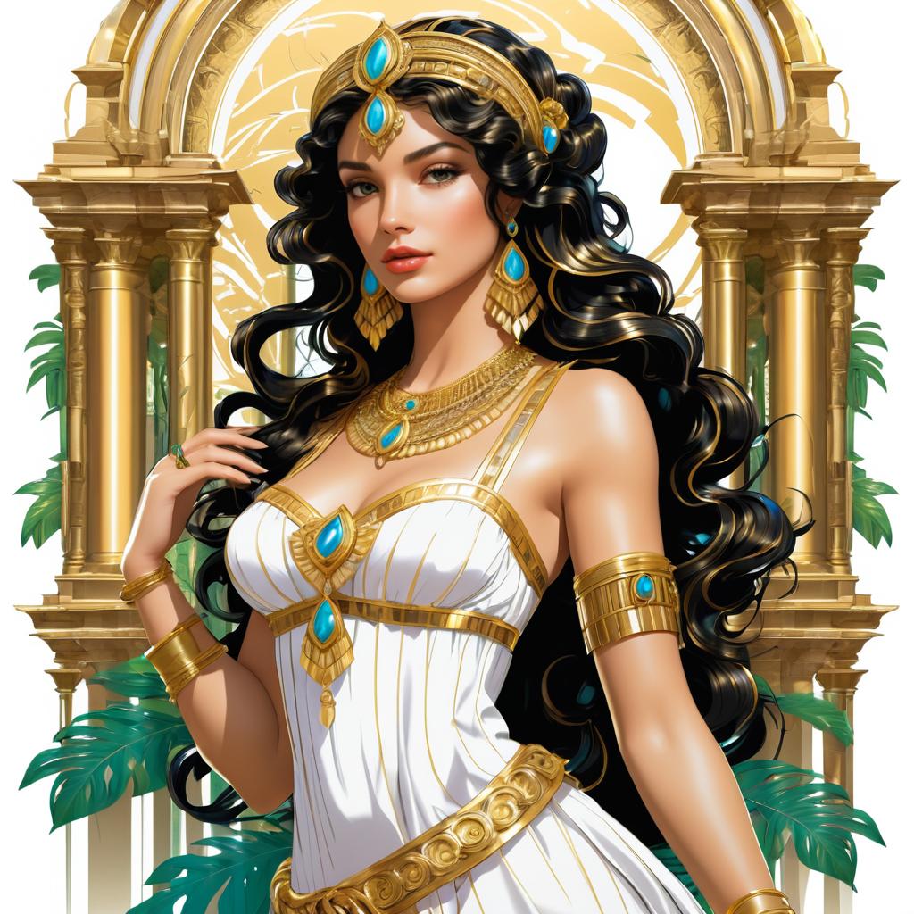 Cleopatra in Rococo Style Illustration