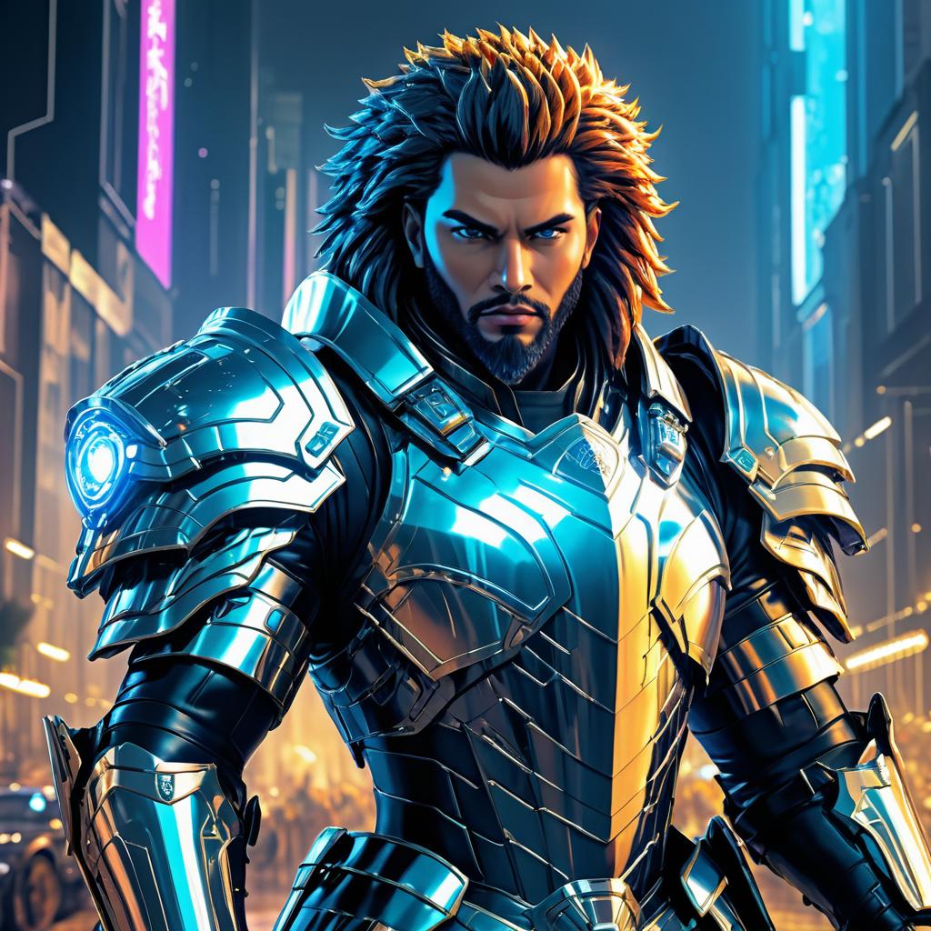 Cyberpunk Lion Knight Portrait Design