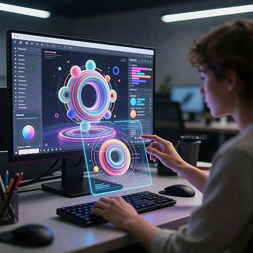 Futuristic AI Art Interaction Scene