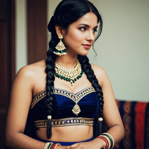 Indian Woman in Traditional Lehenga with Jewelry