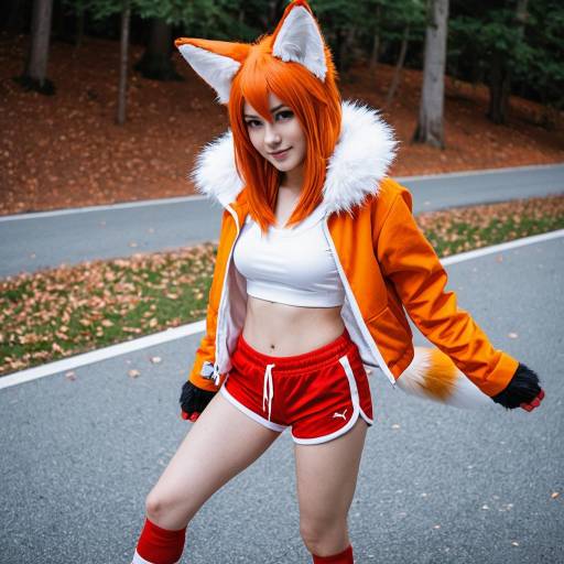 Cosplay Fox Girl in Sporty Outfit
