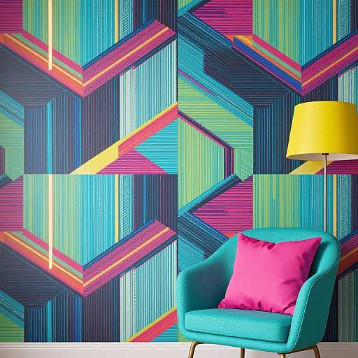 Vibrant Geometric Urban Art Deco Room