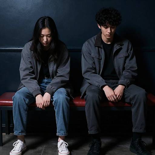 Two People on a Dark Bench